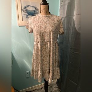 As U Wish pale bluish-green floral dress with yellow-gold flowers size L